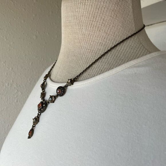 NIB Avon Topaz Color Y Necklace & Dangle Earrings Burnished Metal - Picture 4 of 10